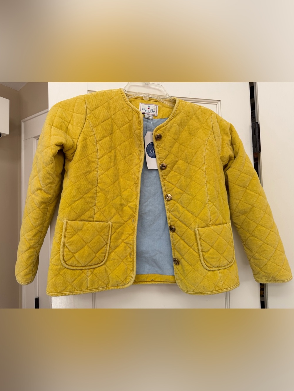 NWT CLASSIC PREP MUSTARD YELLOW QUILTED SHORT JACKET OXFORD LINED ANTIQUE BUTTON
